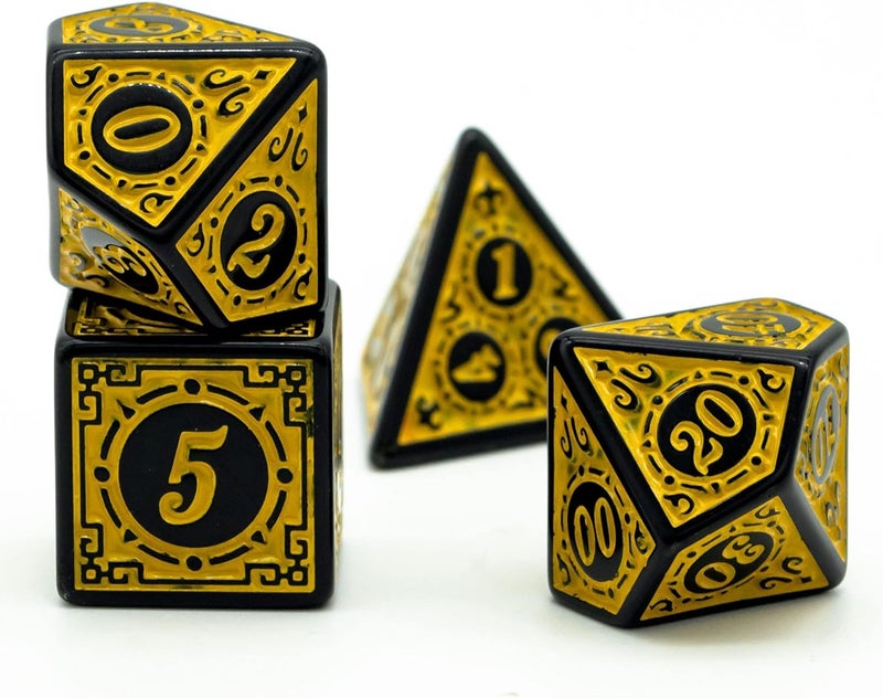 Poludie Dice Set D&D-DND Polyhedral Dice (7 Pcs) with Gift Dice Bag for Dungeons and Dragons Role Playing Dice Games RPGs (Dice-Yellow with Black Edge) - Image 3